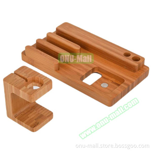 Bamboo Charging Station for Apple Watch Charger, Bracket for iPhone